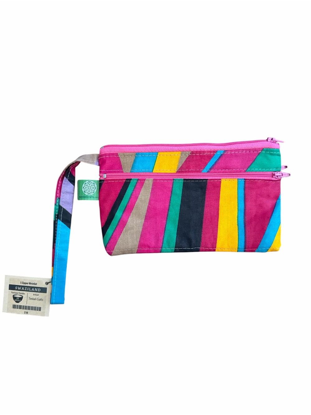 NWT Colorblock Wristlet Pouch Made in Africa